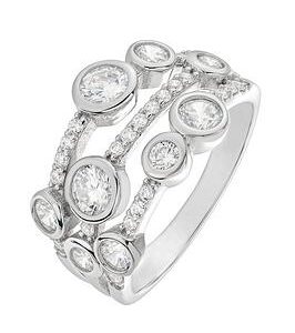 The Love Silver Collection Sterling Silver White Cubic Zirconia Bubble Three Row Ring