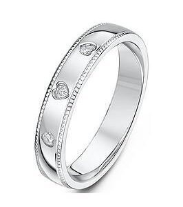 The Love Silver Collection Sterling Silver Band With 0.2Ct Diamond Heart Detail Ring