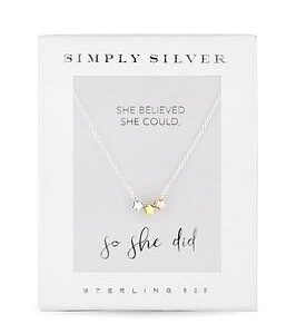 Simply Silver Gift Boxed Sterling Silver 925 Tri- Tone Star Necklace Jewellery Set