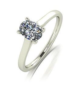 Moissanite 9Ct White Gold 7X5 Oval Solitaire Ring