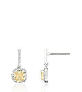 Buckley London The Carat Collection - Canary Cushion Drop Earrings