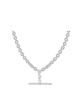 The Love Silver Collection Sterling Silver 31Mm X 2.6Mm T-Bar 4.6Mm Belcher Chain Albert-Clasp Necklace 46Cm/18''