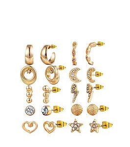 Gold Plated 10 Pack Earrings