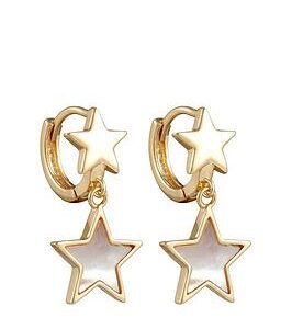 Gold Plated Double Star Drop Earrings