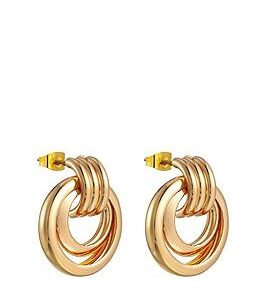 Gold Plated Statement Drop Hoop Earrings