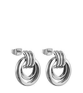 Silver Plated Statement Drop Hoop Earrings