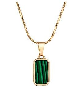 Gold Plated Created Malachite Stone Pendant