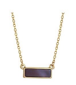 Gold Plated Rectangle Bar Created Smokey Quartz Necklace