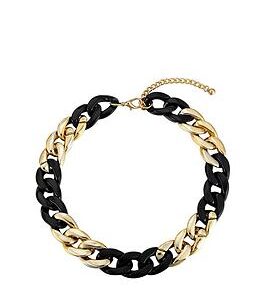 Gold And Black Plated And Chunky Chain Statement Necklace