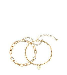 Gold Plated 2 Pack Statement Bracelets