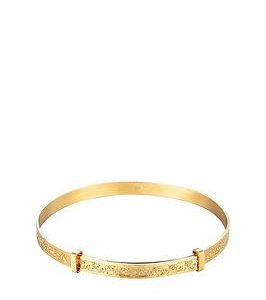 The Love Silver Collection 18Ct Gold Plated Sterling Silver Floral Flower Expander Bangle Bracelet