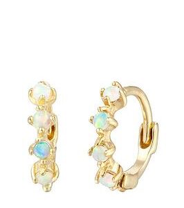 Seol + Gold 9Ct Solid Gold Opal Studded Huggie Hoop Earrings