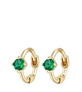 Seol + Gold 9Ct Solid Gold Tiny Emerald Huggie Hoop Earrings