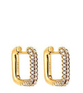 Seol + Gold 18Ct Gold Plated Sterling Silver Cubic Zirconia Large Rectangle Huggie Hoop Earrings