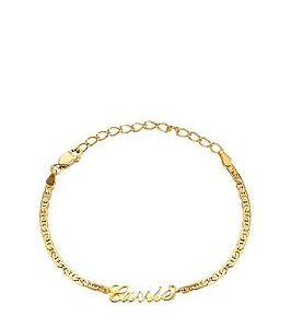 Seol + Gold 18Ct Gold Plated Sterling Silver Adjustable Script Name Mariner Bracelet