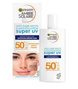 Garnier Ambre Solaire Anti-Dark Spots& Anti-Pollution Super Uv Protection Fluid Spf50+ 40Ml (Save 17%)