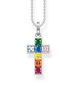 Thomas Sabo Cross Necklace With Colourful Stones