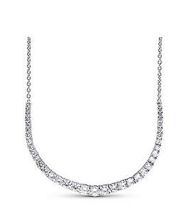 The Love Silver Collection Sterling Silver Cubic Zirconia Graduated Tennis Necklace