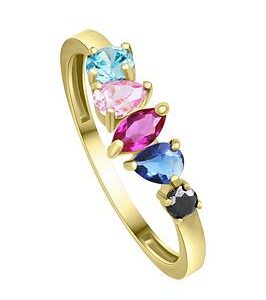 Love Gold 9Ct Yellow Gold Cubic Zirconia Colour Mixed Cut Ring