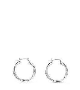 The Love Silver Collection Sterling Silver Crystal 25Mm Ribbon Hoop Earrings