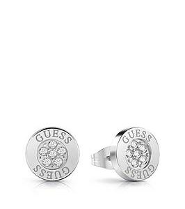 Guess Studs Party 10Mm Guess Logo Button Stud Earrings Silver