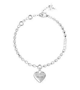 Guess Falling In Love Fine Chain & 14Mm Heart Silver Bracelet