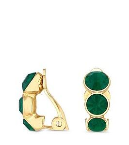 Jon Richard Gold Plated Graduated Emerald Cubic Zirconia Round Clip Earrings