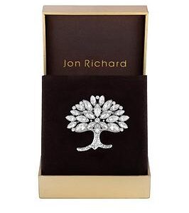 Jon Richard Rhodium Plated Crystal Cubic Zirconia Tree Of Love Brooch - Gift Boxed