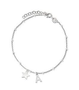 The Love Silver Collection Sterling Silver Initial Star Bracelet 20Cm