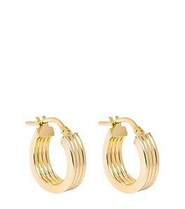 Love Gold 9Ct Gold Ribbed Creole Hoop Earrings