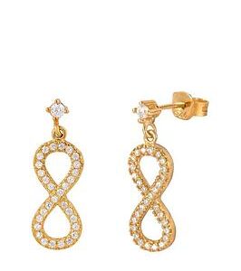 The Love Silver Collection 18Ct Gold Plated Sterling Silver Figure Of 8 Infinity Cz Drop Earrings