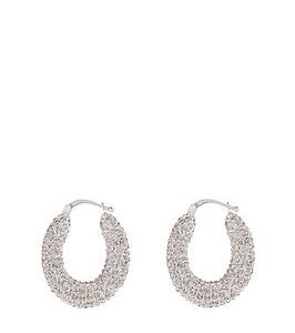 The Love Silver Collection Sterling Silver 23Mm Pave Crystal Creole Hoop Earrings