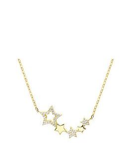 The Love Silver Collection 18Ct Gold Plated Sterling Silver Constellation Star Cubic Zirconia Adjustable Chain Necklace