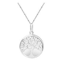 The Love Silver Collection Sterling Silver Round Tree Of Life Locket With Adjustable Station Chain Necklace