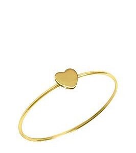 The Love Silver Collection 18Ct Gold Plated Sterling Silver Heart Bangle