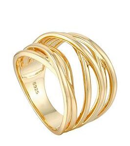 The Love Silver Collection 18Ct Gold Plated Sterling Silver Multi-Band Ring