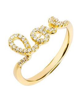 The Love Silver Collection 18Ct Gold Plated Sterling Silver Love Cubic Zirconia Ring