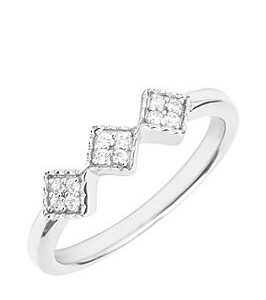 The Love Silver Collection Sterling Silver Triple Diamond-Shaped Cubic Zirconia Ring