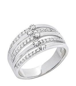 The Love Silver Collection Sterling Silver Five Band Cubic Zirconia Ring