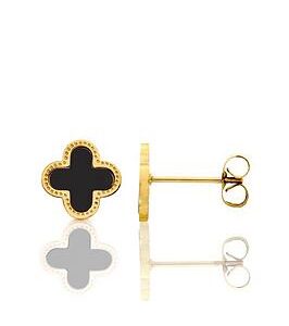 Say It With Diamonds Luck Collection Earrings - Stainless Steel (Gold & Black)