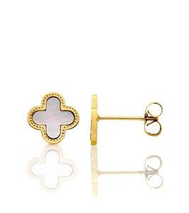 Say It With Diamonds Luck Collection Earrings - Stainless Steel (Gold & Faux Pearl)