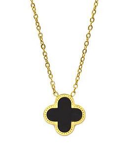 Say It With Diamonds Luck Collection Necklace - Stainless Steel (Gold & Black)