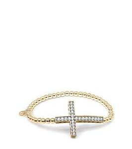 Say It With Diamonds Cross Ball Bracelet - Sterling Silver (Yg Plated)