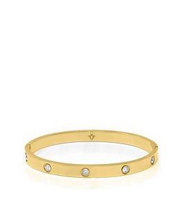 Say It With Diamonds Stone Hinged Bangle - Stainless Steel (Yg)