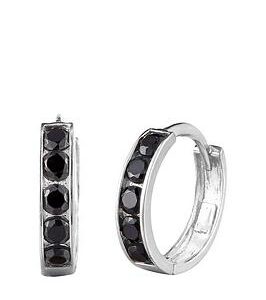 Seol + Gold Sterling Silver Black Cz Huggies