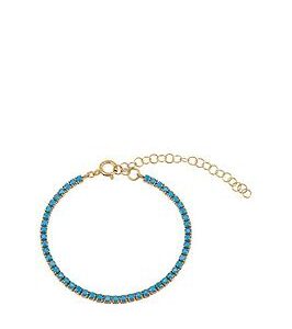 Seol + Gold 18Ct Gold Plated Sterling Silver Turquoise Adjustable Tennis Bracelet