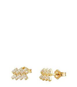 Seol + Gold 18Ct Gold Plated Sterling Silver Zodiac Cz Studs