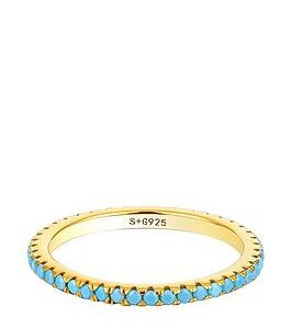 Seol + Gold 18Ct Gold Plated Sterling Silver Turquoise Eternity Ring