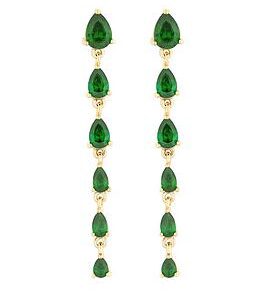 Jon Richard Gold Plated Emerald Linear Pear Drop Earrings