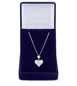 Jon Richard Rhodium Plated Cubic Zirconia Mixed Stone Heart Pendant Necklace - Gift Boxed